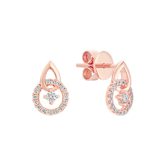 Round Diamond Earrings in 14k Rose Gold Round Diamond Earrings in 14k Rose Gold