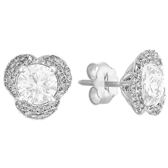 Round Diamond Floral Earring Jackets Round Diamond Floral Earring Jackets