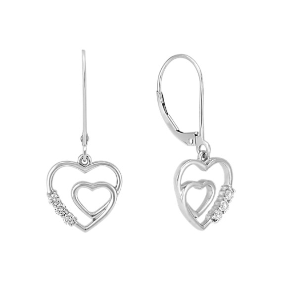 Round Diamond Heart Earrings Round Diamond Heart Earrings