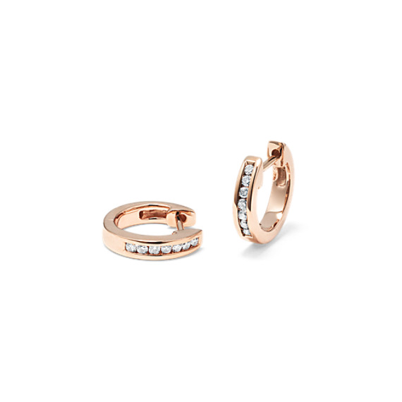 Round Diamond Hoop Earrings in 14k Rose Gold Round Diamond Hoop Earrings in 14k Rose Gold