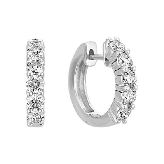 Round Diamond Ten Stone Hoop Earrings Round Diamond Ten Stone Hoop Earrings