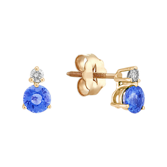 Round Kentucky Blue Sapphire and Diamond Earrings Round Kentucky Blue Sapphire and Diamond Earrings