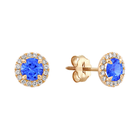 Round Kentucky Blue Sapphire and Diamond Earrings Round Kentucky Blue Sapphire and Diamond Earrings