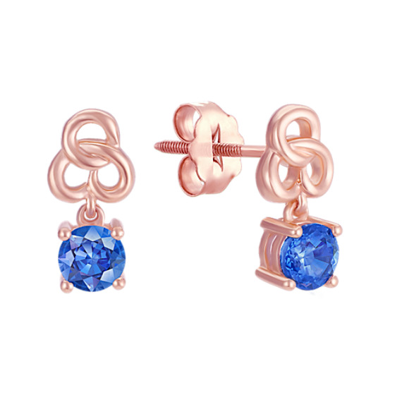 Round Kentucky Blue Sapphire Earrings in Rose Gold Round Kentucky Blue Sapphire Earrings in Rose Gold