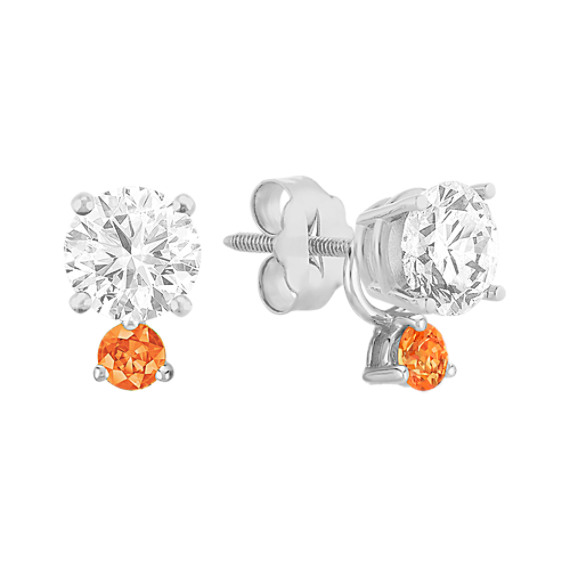Round Orange Sapphire Earring Jackets Round Orange Sapphire Earring Jackets
