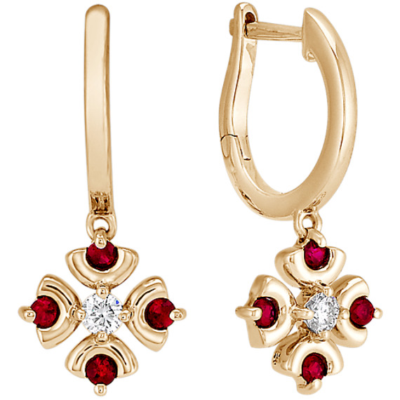 Round Ruby and Diamond Earrings Round Ruby and Diamond Earrings