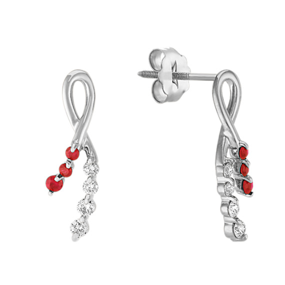 Round Ruby and Diamond Earrings Round Ruby and Diamond Earrings