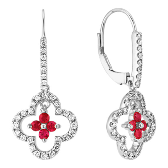 Round Ruby and Diamond Earrings Round Ruby and Diamond Earrings