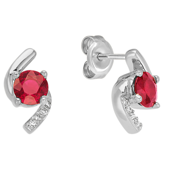 Round Ruby and Diamond Earrings Round Ruby and Diamond Earrings
