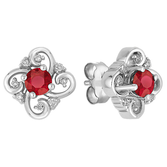Round Ruby and Diamond Earrings Round Ruby and Diamond Earrings