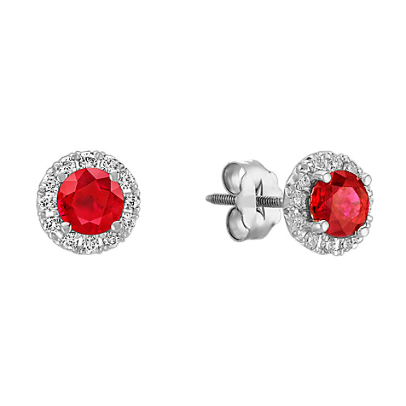 Round Ruby and Diamond Earrings Round Ruby and Diamond Earrings