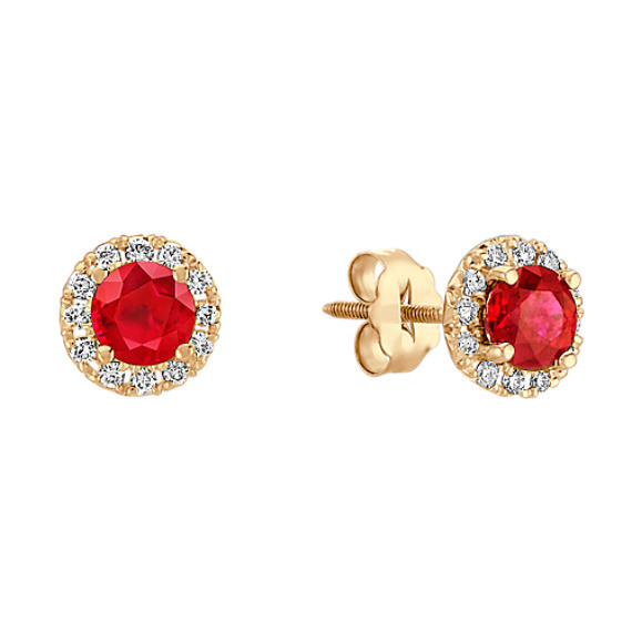 Round Ruby and Diamond Earrings Round Ruby and Diamond Earrings