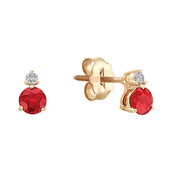 Round Ruby and Diamond Earrings Round Ruby and Diamond Earrings