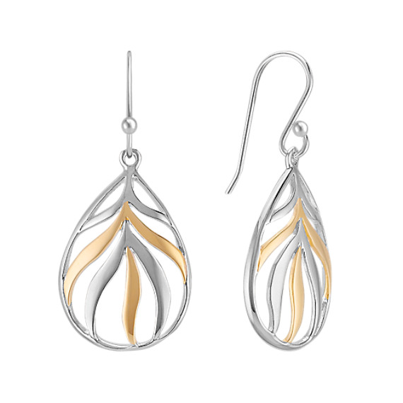 Sterling Silver and 18k Yellow Gold Tear-Drop Earrings Sterling Silver and 18k Yellow Gold Tear-Drop Earrings