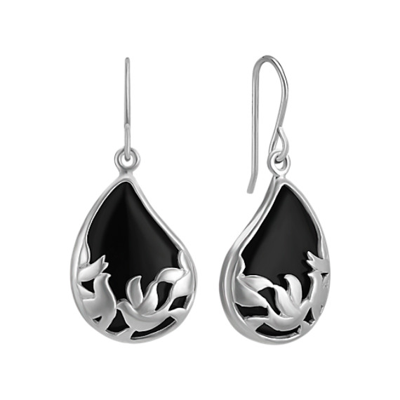 Sterling Silver and Black Agate Dangle Earrings Sterling Silver and Black Agate Dangle Earrings