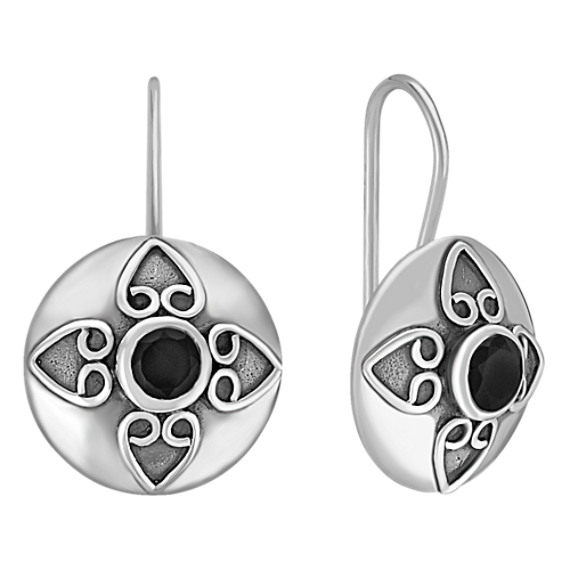 Sterling Silver and Black Agate Earrings Sterling Silver and Black Agate Earrings