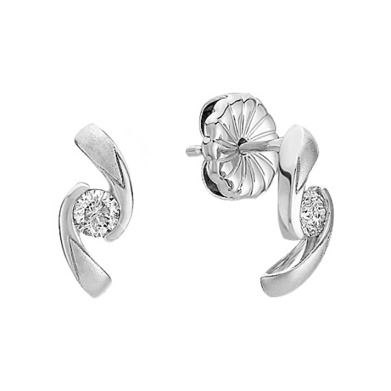 Sterling Silver and Diamond Earrings Sterling Silver and Diamond Earrings