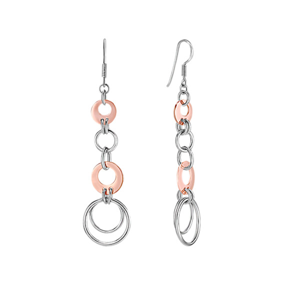 Sterling Silver & Rose Circle Earrings Sterling Silver & Rose Circle Earrings