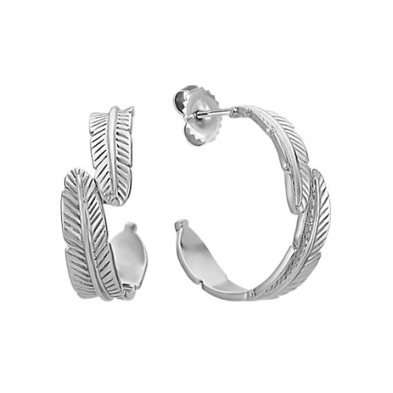 Sterling Silver Feather Hoop Earrings Sterling Silver Feather Hoop Earrings