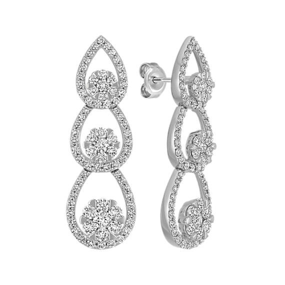 Teardrop Diamond Cluster Dangle Earrings Teardrop Diamond Cluster Dangle Earrings