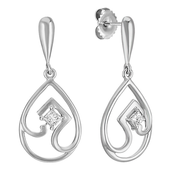 Teardrop Princess Cut Diamond Earrings Teardrop Princess Cut Diamond Earrings