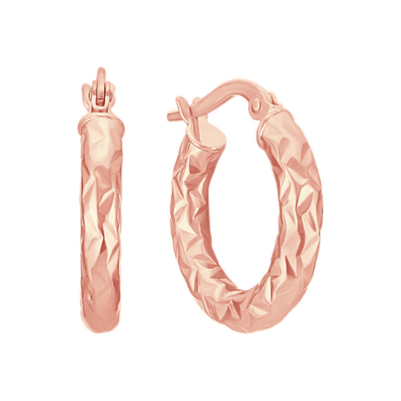 Textured 14k Rose Gold Hoop Earrings Textured 14k Rose Gold Hoop Earrings