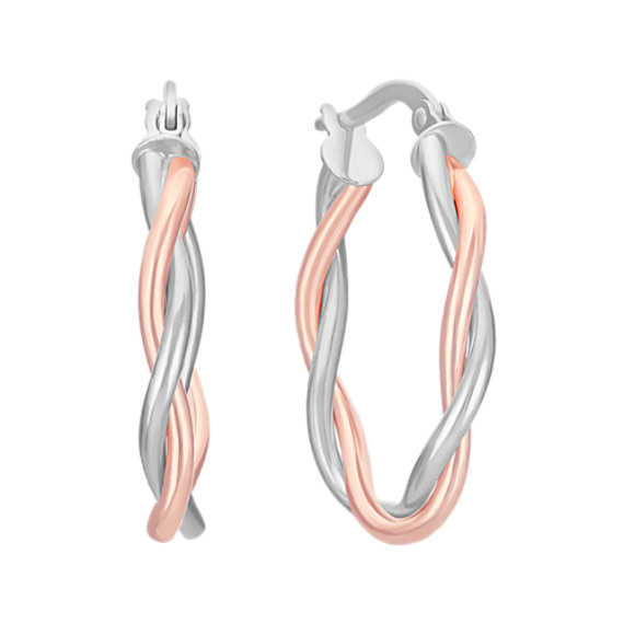 Twist Hoop Earrings in 14k Rose and White Gold Twist Hoop Earrings in 14k Rose and White Gold