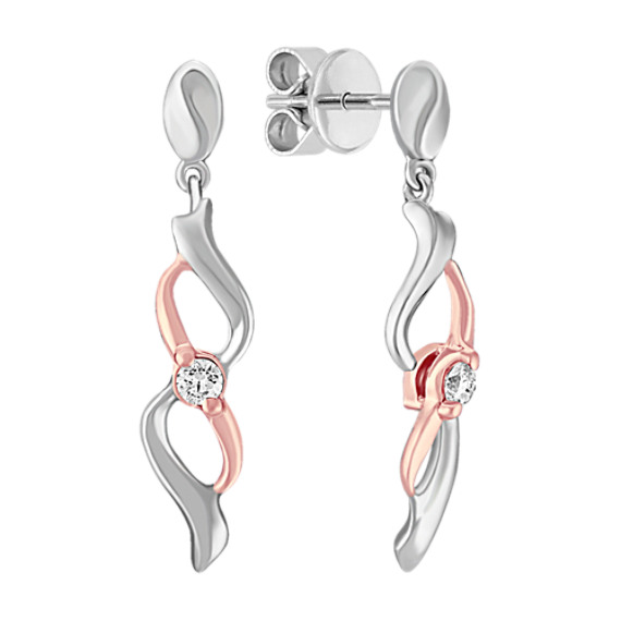Twist Round Diamond Earrings in 14k Rose Gold and Sterling Silver Twist Round Diamond Earrings in 14k Rose Gold and Sterling Silver