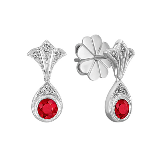 Vintage Round Ruby and Diamond Earrings Vintage Round Ruby and Diamond Earrings