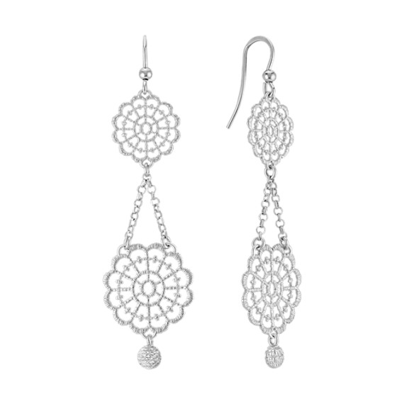 Vintage Sterling Silver Floral Dangle Earrings Vintage Sterling Silver Floral Dangle Earrings