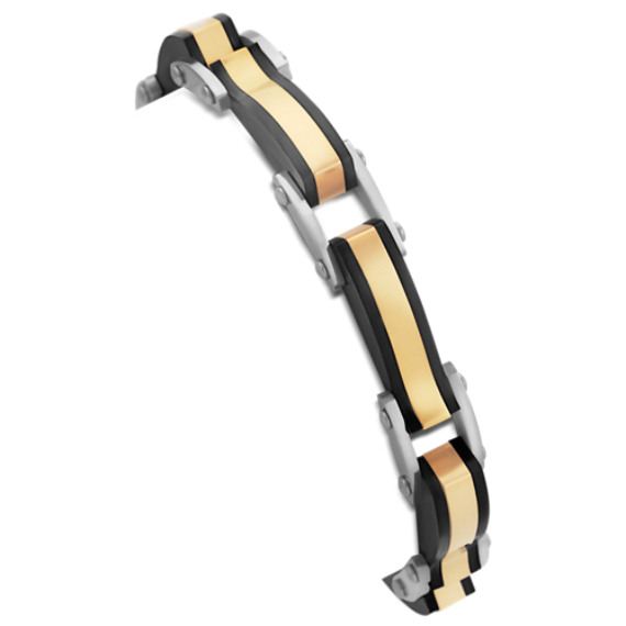Black and Gold Plated Stainless Steel Bracelet (8.5") Black and Gold Plated Stainless Steel Bracelet (8.5")