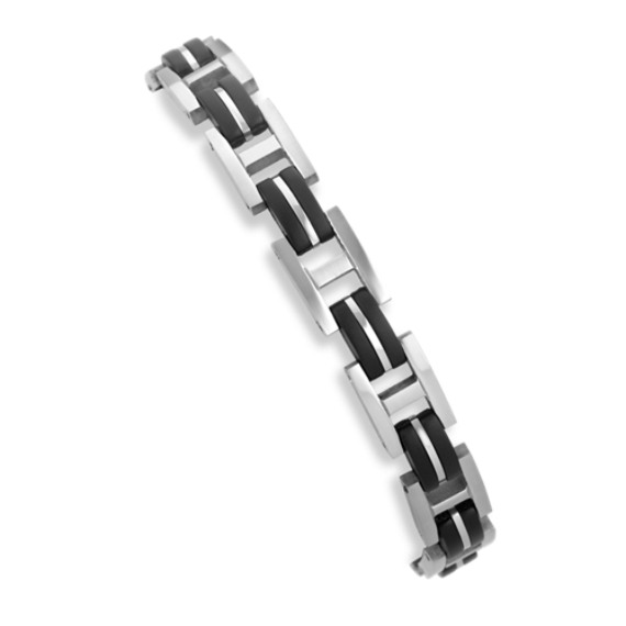 Black and Stainless Steel Bracelet (8.5") Black and Stainless Steel Bracelet (8.5")