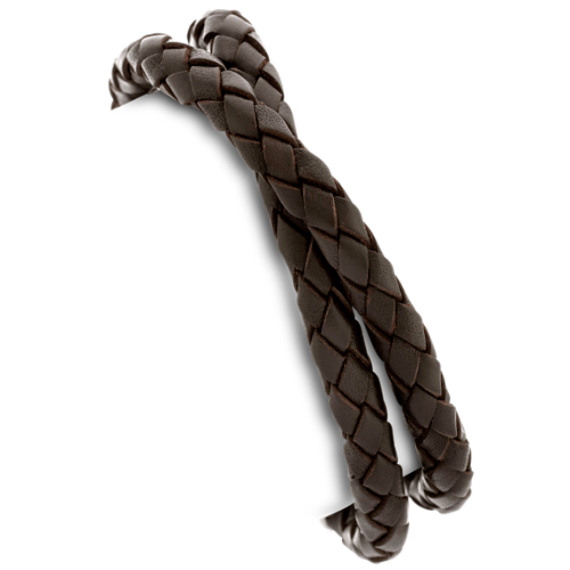 Braided Leather and Stainless Steel Bracelet (17") Braided Leather and Stainless Steel Bracelet (17")