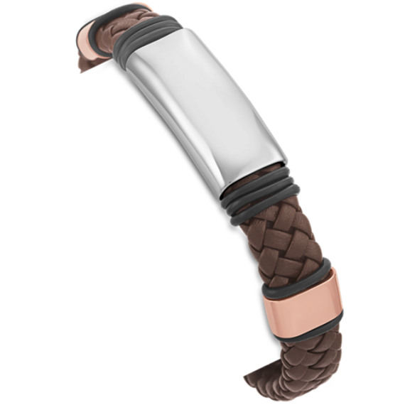 Braided Leather and Stainless Steel Bracelet (8.5") Braided Leather and Stainless Steel Bracelet (8.5")