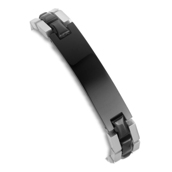 Engravable Stainless Steel Bracelet with Black Ionic Plating (9") Engravable Stainless Steel Bracelet with Black Ionic Plating (9")