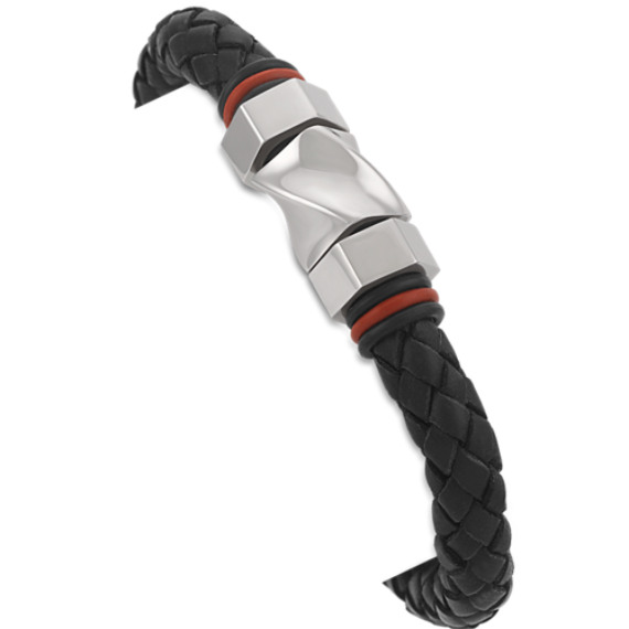 Modern Leather and Stainless Steel Bracelet (8.5") Modern Leather and Stainless Steel Bracelet (8.5")