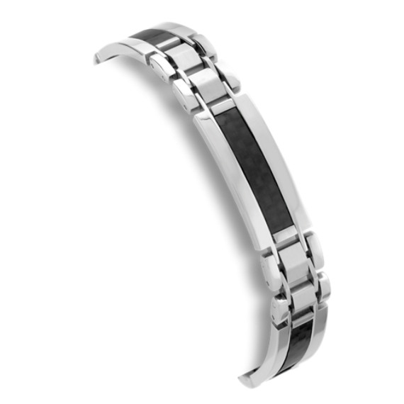 Stainless Steel and Carbon Fiber Bracelet (9") Stainless Steel and Carbon Fiber Bracelet (9")