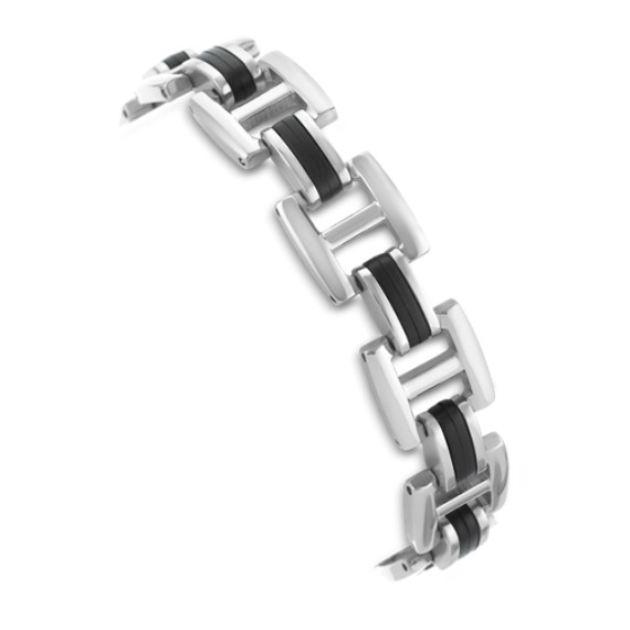 Stainless Steel and Rubber Bracelet (8.5") Stainless Steel and Rubber Bracelet (8.5")