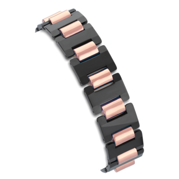 Tungsten Bracelet with Rose and Black Ionic Plating (8.5") Tungsten Bracelet with Rose and Black Ionic Plating (8.5")