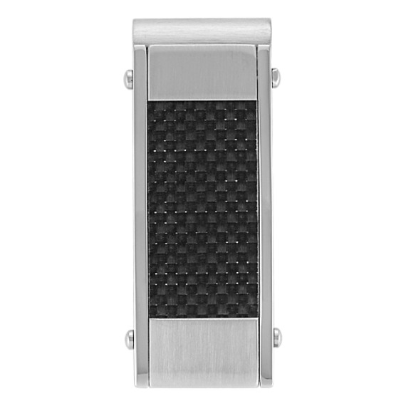 Stainless Steel Money Clip with Black Carbon Fiber Stainless Steel Money Clip with Black Carbon Fiber