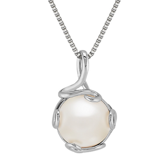 12mm Cultured Freshwater Pearl Pendant in Sterling Silver (18") 12mm Cultured Freshwater Pearl Pendant in Sterling Silver (18")