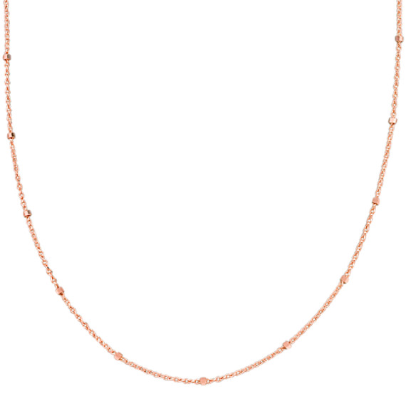 14k Rose Gold Wheat Chain with Stations (24") 14k Rose Gold Wheat Chain with Stations (24")