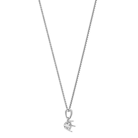 14k White Gold Pendant with Round Basket to hold .25 ct. (18 in ...