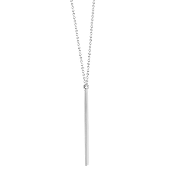 14k White Gold Vertical Bar Pendant (18") at Shane Co.