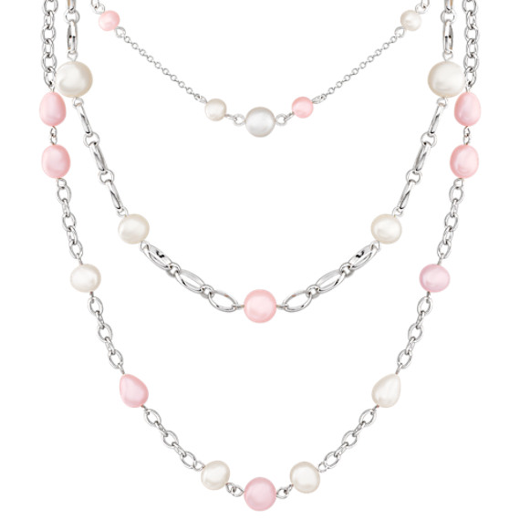 5-10mm Multi-Colored Cultured Freshwater Pearl and Sterling Silver Necklace (18") 5-10mm Multi-Colored Cultured Freshwater Pearl and Sterling Silver Necklace (18")