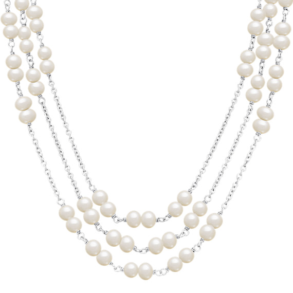 5mm Cultured Freshwater Pearl and Sterling Silver Necklace (18") 5mm Cultured Freshwater Pearl and Sterling Silver Necklace (18")