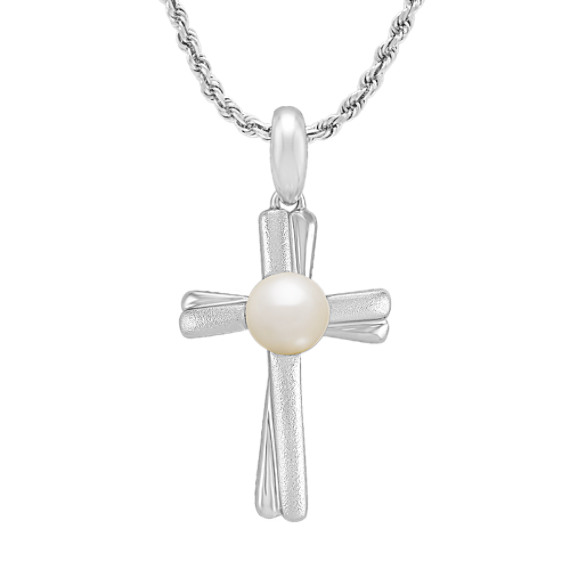 5mm Cultured Freshwater Pearl and Sterling Silver Pendant (18") 5mm Cultured Freshwater Pearl and Sterling Silver Pendant (18")