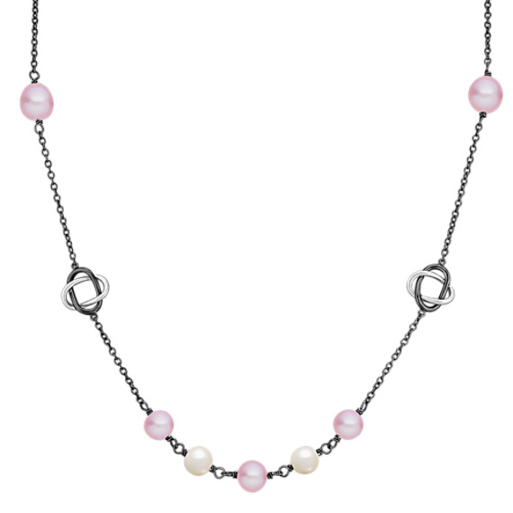 6.5-7.5mm Multi-Colored Freshwater Pearl and Sterling Silver Necklace (30") 6.5-7.5mm Multi-Colored Freshwater Pearl and Sterling Silver Necklace (30")