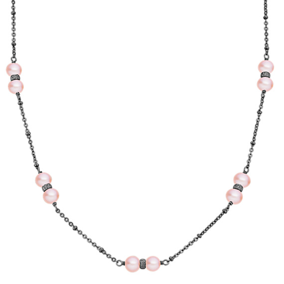 6mm Pink Cultured Freshwater Pearl and Sterling Silver Necklace (30") 6mm Pink Cultured Freshwater Pearl and Sterling Silver Necklace (30")