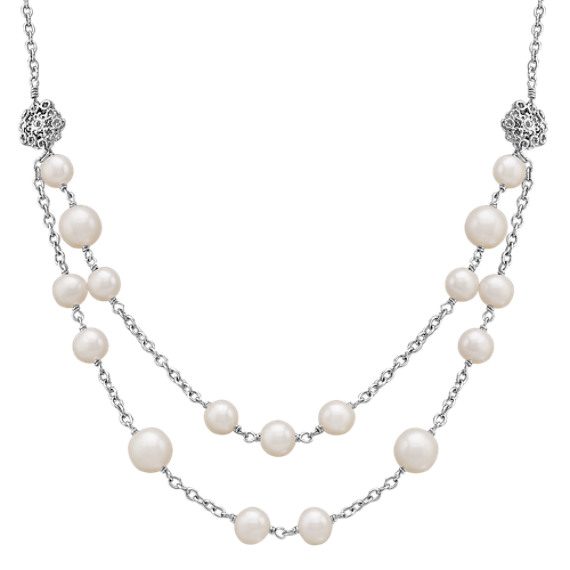 7-9.5mm Cultured Freshwater Pearl and Sterling Silver Necklace (19") 7-9.5mm Cultured Freshwater Pearl and Sterling Silver Necklace (19")